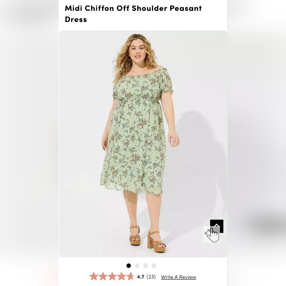 Torrid Midi Chiffon Off Shoulder Butterfly Dress 1X